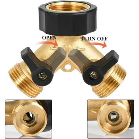 Dobbel vaskemaskin kran 2-veis Y-dispenser 6 tommer for tilkobling av 2 apparater