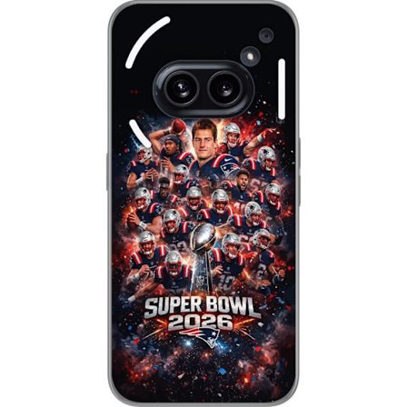 Kompatibelt Mobildeksel til Nothing Phone (2a) Super Bowl 2026 plakat med New England Patriots og NFL-trofe i eksplosiv sportsdesign