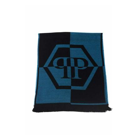 Philipp Plein Blue Wool Scarf , Blauw , Heren , Maat: ONE Size Sjaals