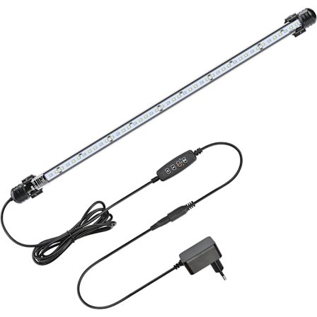 LED-akvarielampe med timerfunksjon, nedsenkbar hvitt og blått lys, justerbar belysning for akvarium, 4W, 230 LM