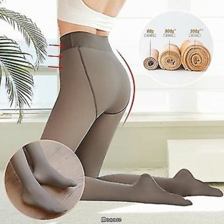 Vinter Termo Tights Dam Tjocka Strumpbyxor Falska Genomskinliga Tights Fleecefodrade Tights Hög Midja Elastiska Ullstrumpor (80g ingen sammet Grå)
