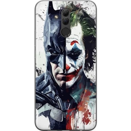 Kompatibelt Mobilskal till Huawei Huawei Mate 20 lite Delat porträtt av Batman och Joker i dramatisk illustration, ikoniskt superhjältemotiv med mö