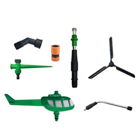 Helikopteri Vesisprinkleri 360 astetta pyörivä vesisuihku piikillä, pihamaiseman pyörivä sprinkleri puutarhanurmikolle