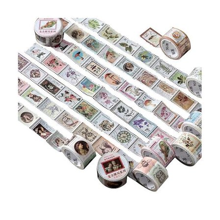 8 Vintage Frimærke Washi Tape Sæt Til Dagbog Fotoalbum Notesbog Scrapbooking Planner Papirvarer Stick