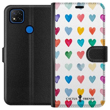 Yhteensopiva Lompakkokotelo Xiaomi Xiaomi Redmi 9C Cactus and Friends - Watercolor Love Grid