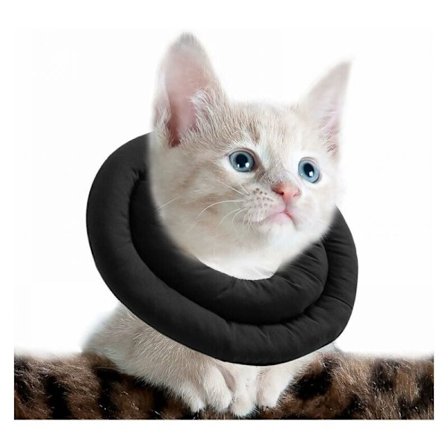 Sort Collerette til justerbar kat, blød genoptræningshalskæde til katte, dyrebeskyttelseshalskæde efter operation, S (25 cm)