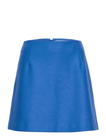 Women Mini Skirt Light Pressed Wool Blue Harris Wharf London