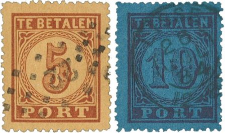 Holland 1870 - Portomærker NVPH P1-P2 - Stemplet