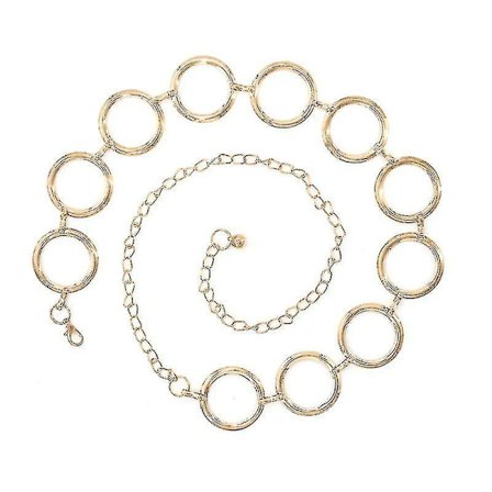 Women Lady Korean Style Fashion Elegant Waist Chain Metal Round Ring Waist Strap