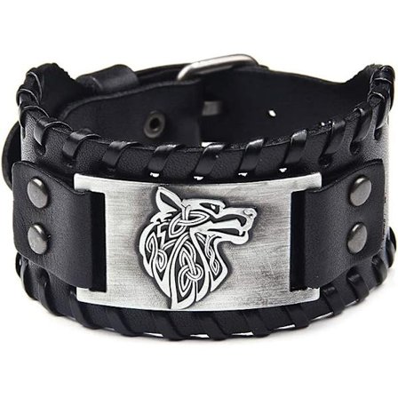 Vikingarmband Wolf Fenrir - Vintage Nordic Scandinavian Talisman - Gotiskt armband för Celtic Pagan