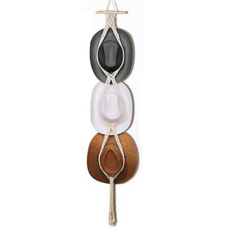 Makrame Hatteholdere Hatteholder for Vegg Bohemske Dame Hattehylle Hattearrangør for Vegg Hengende Hattehylle Dekorativ Cap Holder for Bred Bremskjerm