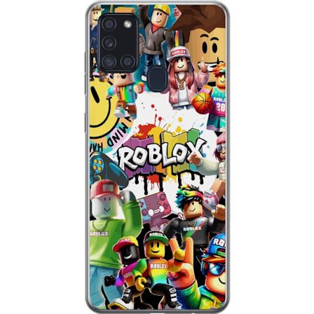 Kompatibelt Mobilskal till Samsung Samsung Galaxy A21s Roblox graffiti-kollage med färgglada karaktärer, livliga mönster och energiska element i en