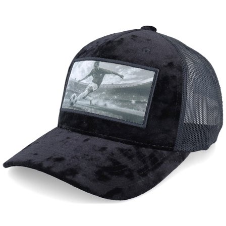 Iconic - Black - trucker - Cap - Football Soccer Player Patch Velvet Black Trucker - Hatstore
