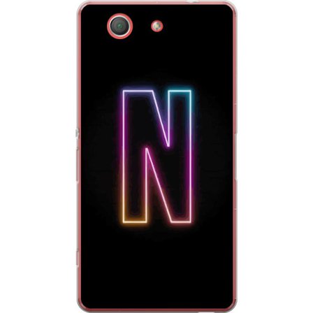 Kompatibelt Mobildeksel til Sony Sony Xperia Z3 Compact Minimalistisk neonbokstav N i fargeskiftende lys mot svart bakgrunn