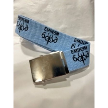 Vintage "double face" Ljusblå canvas bälte med Eminen tryck