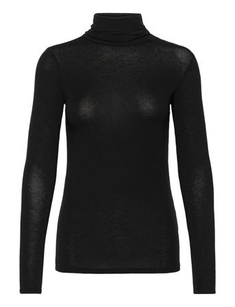 Matima T-Neck Tee Langærmet T-shirt Sort Second Female