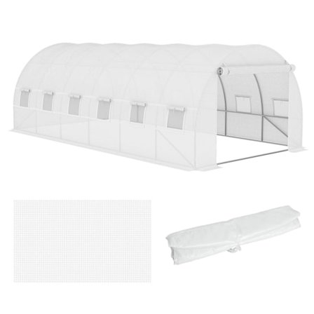 Rootz Greenhouse Replacement Film - Garden Cover - Plant Shelter - tårbeständig - 600 cm x 300 cm x 200 cm - 12 Windows & Door