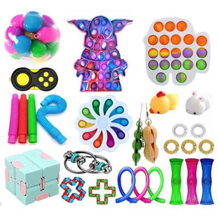28 stk. Fidget Pop it Legetøjspakke til børn og voksne