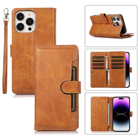 Plånboksfodral Multi-Slot iPhone 16 Pro Cognac