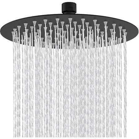 8 tum runt duschhuvud fast svart 304 rostfritt stål duschhuvud 180° roterbar