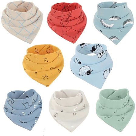 Baby Bandana Smekke Bomuld Dribble Smekke Drool Smekke Bløde og Absorberende Spyt Tørklæde til Småbørn, 8-pak