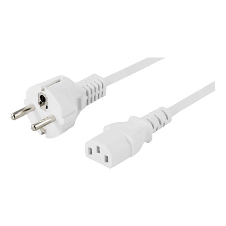 Earthed extension cable CEE 7/7 to IEC 60320 C13, 10m, white