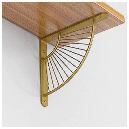 2x Metall Hantverk Hyllkonsoler, Guld/svart Kraftig Hyllkonsol, Fläktformad Flytande Hylla Br