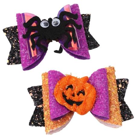 Söt Halloween Glitter-Rosett Hårclips Cartoon Pumpa Hårclips Spöke Hårclips