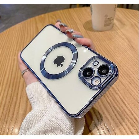 Genomskinligt magnetiskt telefonfodral för iPhone 14 13 12 11 Mini Pro Max Plus med MagSafe - Perfekt Blå iPhone 11 Pro_MGF
