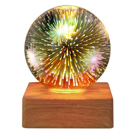 Kristallipallo Yövalo Puualustalla, Elävä 3D LED Yövalo