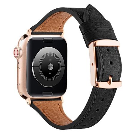 Apple Watch Series 8 (45mm) / Watch Ultra urrem i ægte læder - Sort