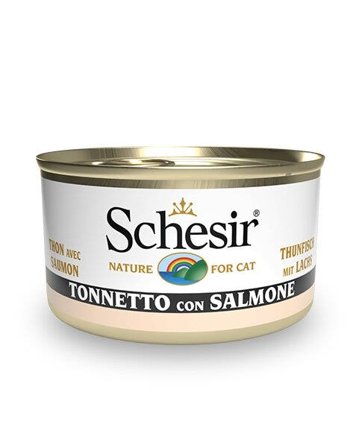 Schesir Tonnetto Con Salmone Cibo Umido Gatti Adulti Lattina 85g