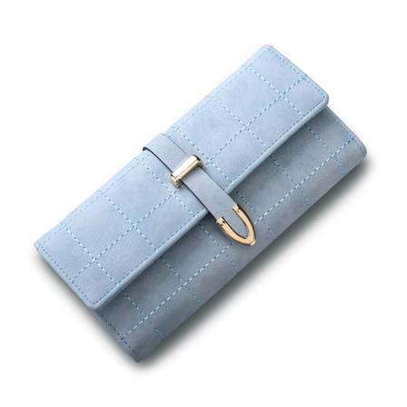 Damplånbok långsektion japansk och koreansk broderi Retro matt cover typ Trefaldig stor plånbok myntväska baby blue