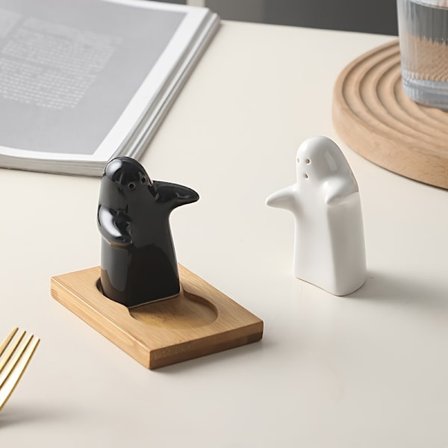 3 stk Sett Salt- og Pepperbøsse Keramisk Krydderflaske Søt Krydderkrukke for Utendørs Piknik BBQ Gave