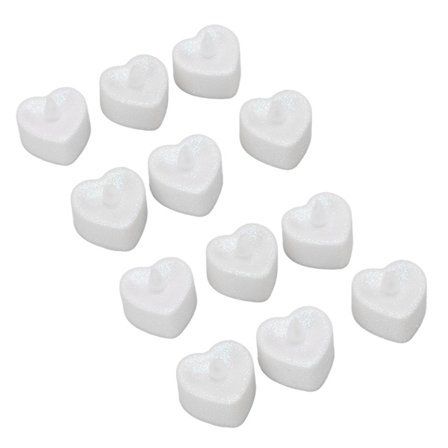 12 stk. LED-telys med hjerteform, flammefri, elegant elektronisk stearinlys til ferie, bryllup, fest, varmt lys