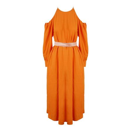 Stella McCartney, Maxi Dress With Belt Oranje, Dames, Maat:S