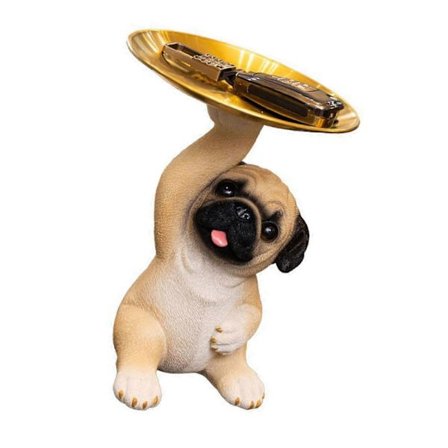 Hundestatue, nydelige hundefigur-skulpturer med oppbevaring, godterikrukke, godteriskål, nøkkelskål for kontor, inngangsparti [HK]