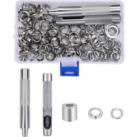 10mm Maljer Øyesett Metallmaljer med Oppbevaringsboks for Lerret Presenning Telt Gardiner Reparasjon 123 Stk..DEBUNS