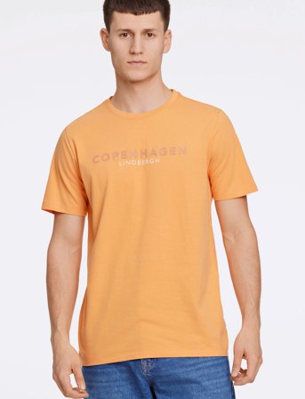 Lindbergh Copenhagen Print Tee S/S - Orange - S