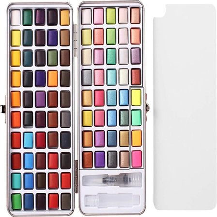 Akvarellfärg Set 50/72/90 Färger Bärbar Levande Färger Solid Akvarell Pigment Färg Set Perfekt för Studenter, Barn, Nybörjare & Mer (90 färger)