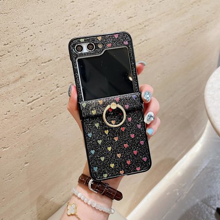 Til Z Flip 6 Etui, Sødt Kærlighedshjerte Slank PC Beskyttende Cover Til Samsung Galaxy Z Flip 6 Med Ringholder