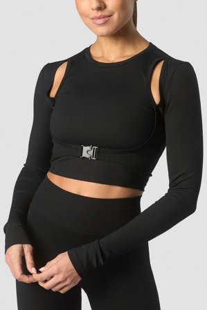 ICANIWILL - Shourai Cropped Long Sleeve Wmn Black - Oberteile - Damen - ICIW
