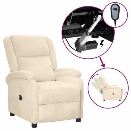 Vidaxl Elektrisk Massagefåtölj Gräddvit Sammet Kräm