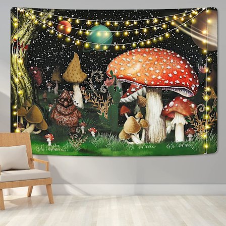 Trippi-sieni Tapetti Fantasia Kuu Tähdet Tapetti Elämän Puu Tapetti Värikäs Hirviö Ja Kasvit Tapetti Seinävaate Huoneeseen (59.1 X 82.7 Tuumaa