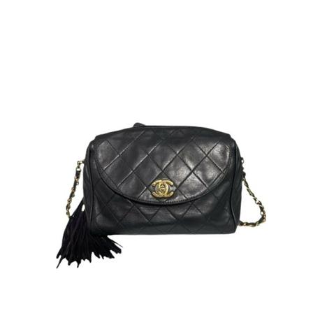 Chanel Vintage Pre-Owned Leather Crossbody Väska svart, Dam Vintage Väskor, Dam, Storlek: ONE SIZE