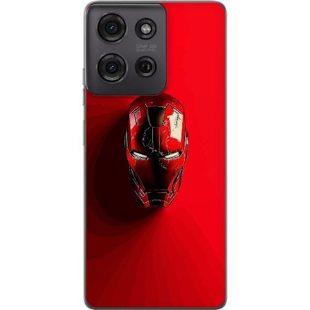 Kompatibelt Mobilskal till Motorola Motorola Moto G75 Marvel Iron Man mask poster Avengers Tony Stark röd hjälm superhero retro comic fanart design