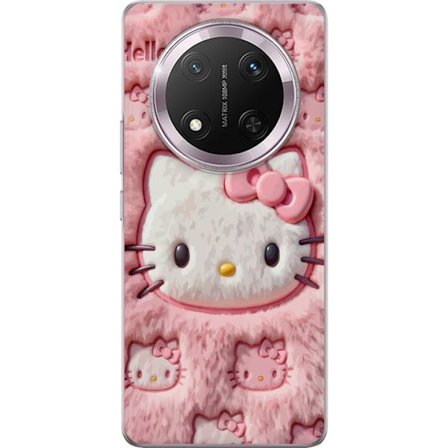 Yhteensopiva Puhelinkuori Honor Magic7 Lite Hello Kitty vaaleanpunainen pörröinen tausta, jossa on ikoninen kasvot ja kawaii-esteettisyys