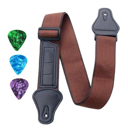 Guitar Strap Bälte 3 Picks Hållare BRUNT