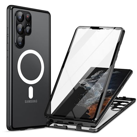 Metall Magsafe case kompatibelt med Samsung Galaxy S23 Ultra, case med kameraskydd