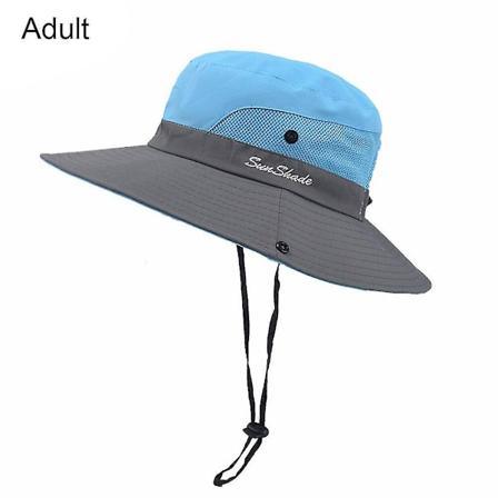 Vandring Hat Ponytail Fisker Stil Åndbar Bjerg Cap Til Forældre UV Beskyttelse Sommer Kvinders Udendørs Sol Visir blue 52-54cm